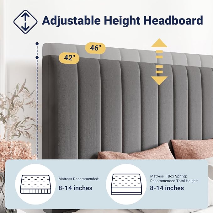 Allewie Queen Size Storage Bed Frame, Vertical Channel Tufted Adjustable - Image 4