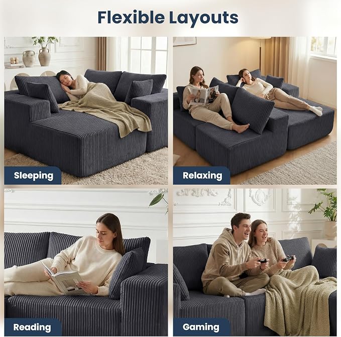 DUMOS 108" Boneless Couch, Cloud Sectional Couch - Image 7