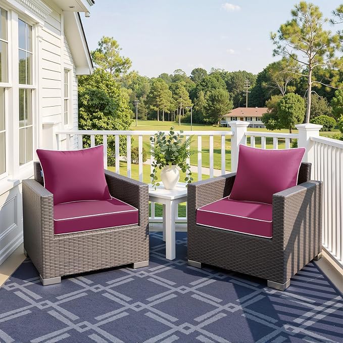 MIULEE Hot Pink Outdoor Seat Cushion 24x24 Inch Waterproof & 3 Year Fade - Image 2
