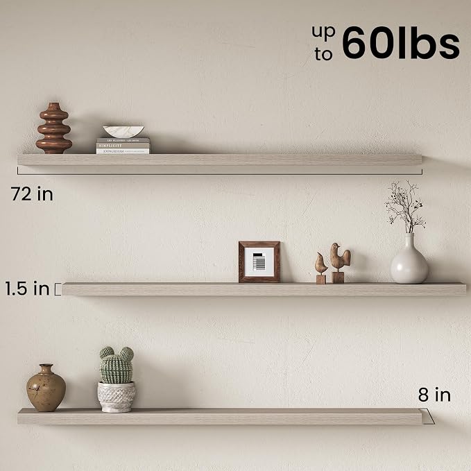 Fun Memories 72Inch Long Floating Shelves, 8 Inch Deep Shelves - Image 3