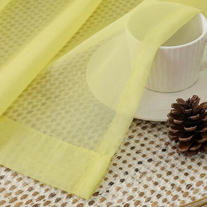 Aiyufeng Lemon Sheer Curtains 84 Inches Long 2 Panels Set - Image 4