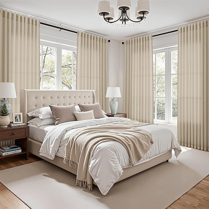 Nanspring Eggshell Beige Curtains 108 Inches Long - Image 7