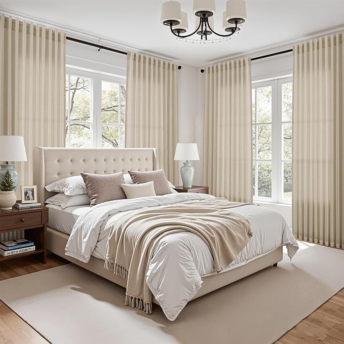 Eggshell Beige Linen 112 Inch Curtains - Image 7