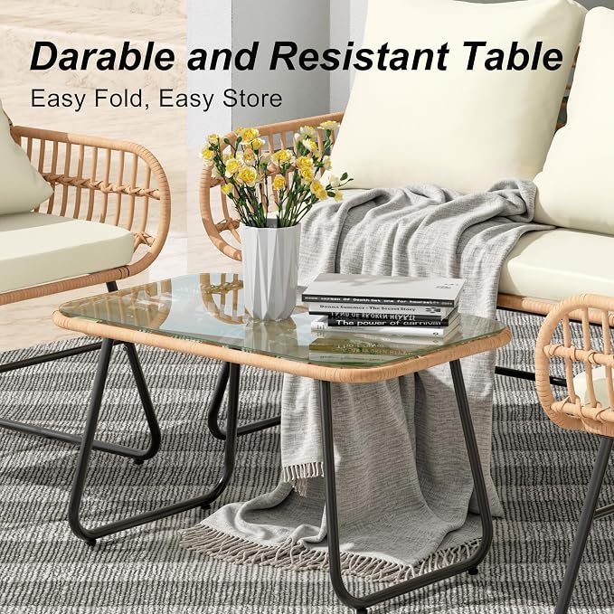 LEX CRAFT 4-Piece Wicker Outdoor Patio Furniture Set - Image 4
