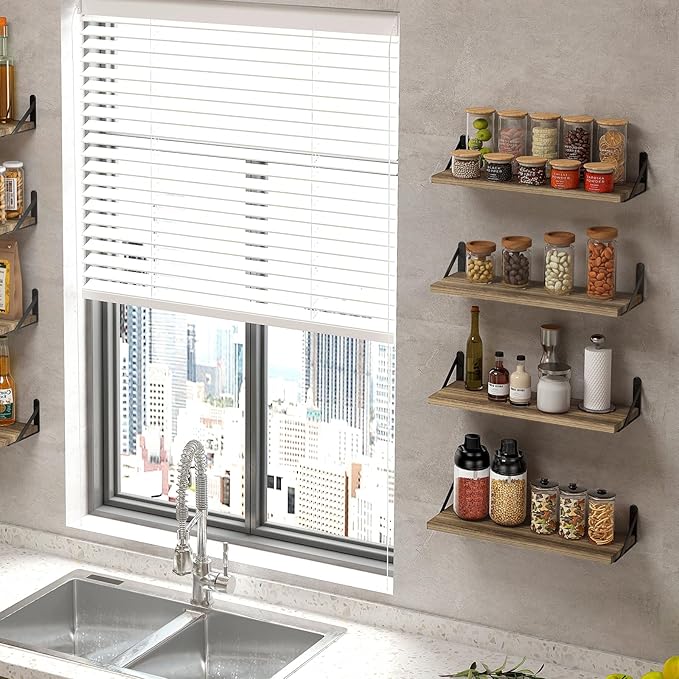 Fixwal Shelves for Room Wall, Width 4.75in Rustic Wood Wall Storage, Floating - Image 5