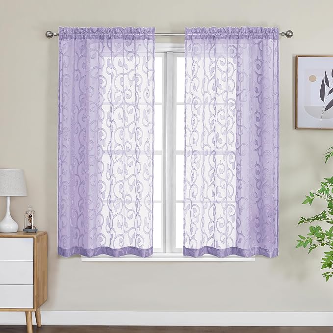 OWENIE Furman Sheer Curtains 45 inch Length - Image 2