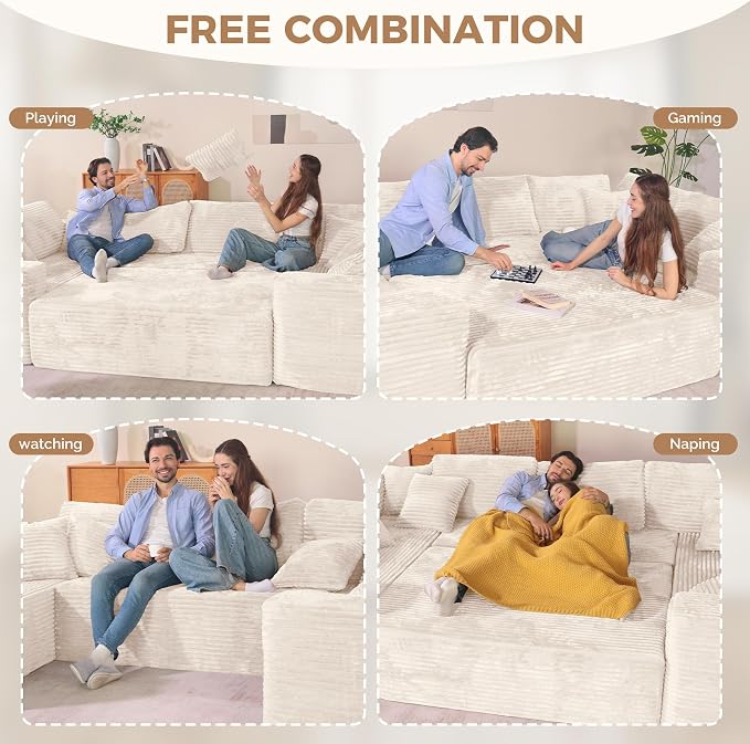 Luxanimarion 136'' Large Sectional Cloud Couches - Image 4