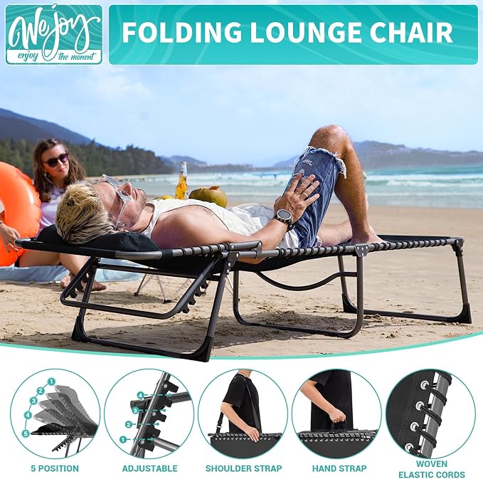 #WEJOY Folding Lounge Chair Outdoor, 5-Position Adjustable Sunbathing Tanning - Image 6