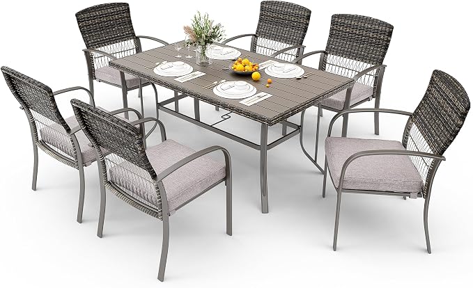 Pamapic 7-Piece Outdoor Dining Set, All-Weather Garden/Deck/Backyard Furniture by Pamapic