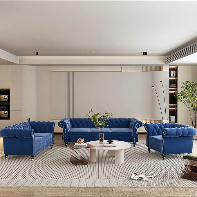 QHITTY 2 Piece Living Room Set, Sectional Chesterfield Sofa Chair Contemporary - Image 9