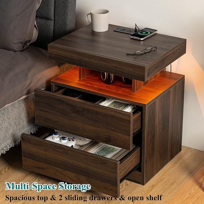 HOMMPA Set of 2 Rustic Nightstand - Image 5