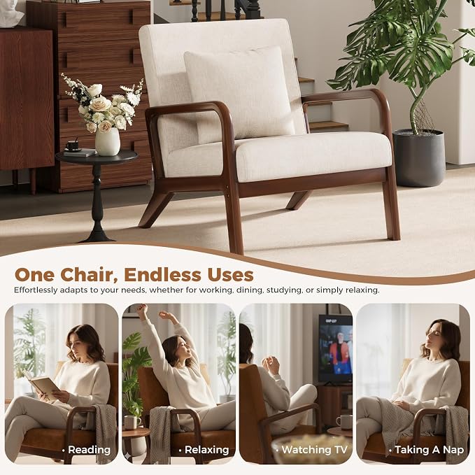 ELUCHANG Modern Accent Chairs Set of 2, Upholstered Reading Arm Chair - Image 7
