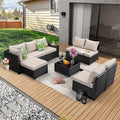 JOYURE 9 Pieces Patio Furniture Set All-Weather Outdoor Wicker Sectional by JOYURE