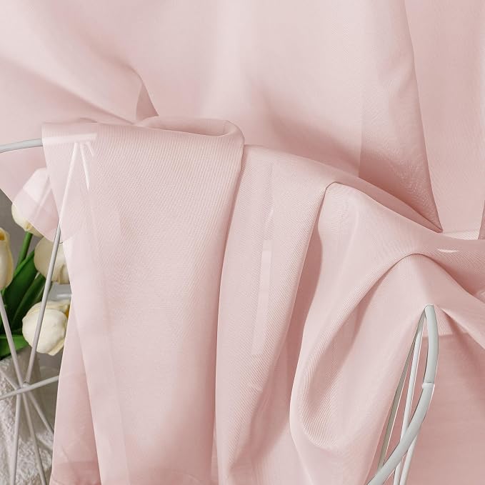 Aiyufeng Blush Pink Sheer Curtains 90 Inches Long 2 Panels Set, Light Filtering - Image 7
