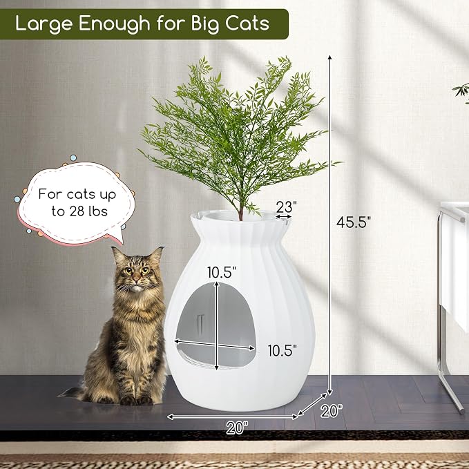 Tangkula Plant Litter Box, Hidden Cat Litter Box Enclosure Furniture - Image 4