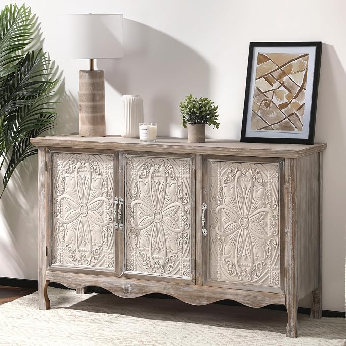 RoyalCraft Buffet Cabinet with Storage, Vintage Solid Wood Sideboard with 3 by Bringyoubetterlife