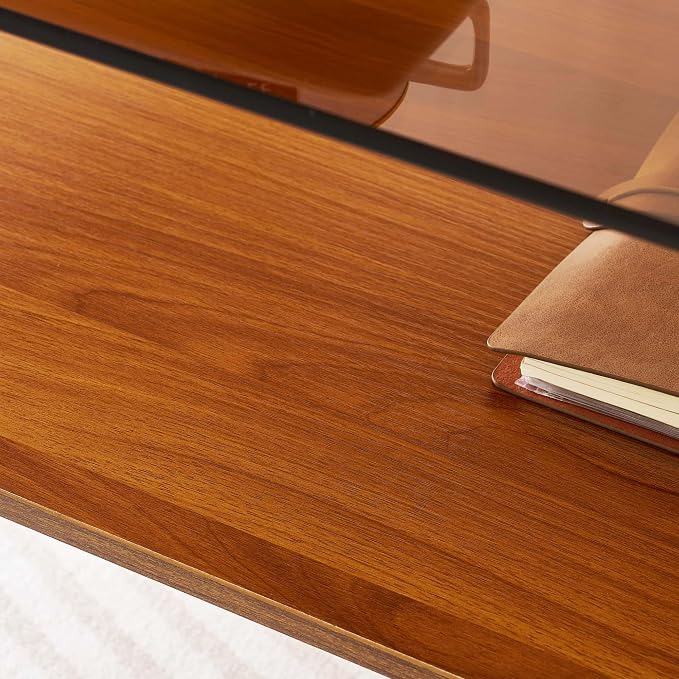 LumFurn Oval Glass Coffee Table, Mid-Century Modern Design, L41 x W21 x H17 inch - Image 8