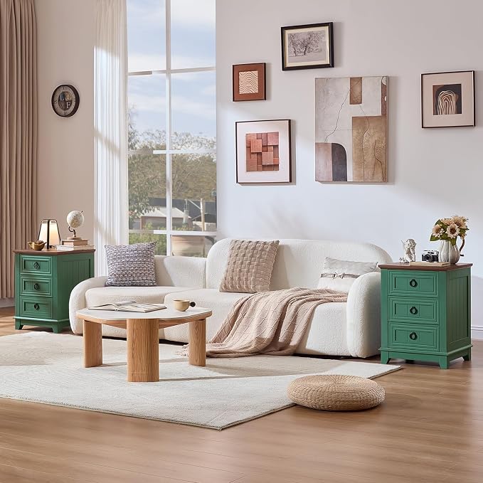 Joaxswe Farmhouse Night Stand, Sofa Bed Side Table Chest of Drawers, Wood - Image 5