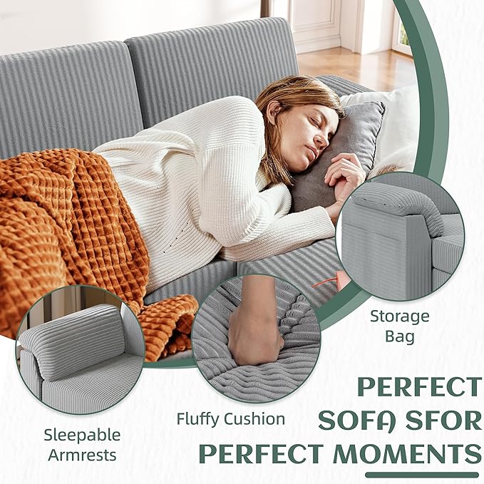 Vongrasig Convertible Sectional Couches Sofa, 3 Seat L Shaped Sofa - Image 3