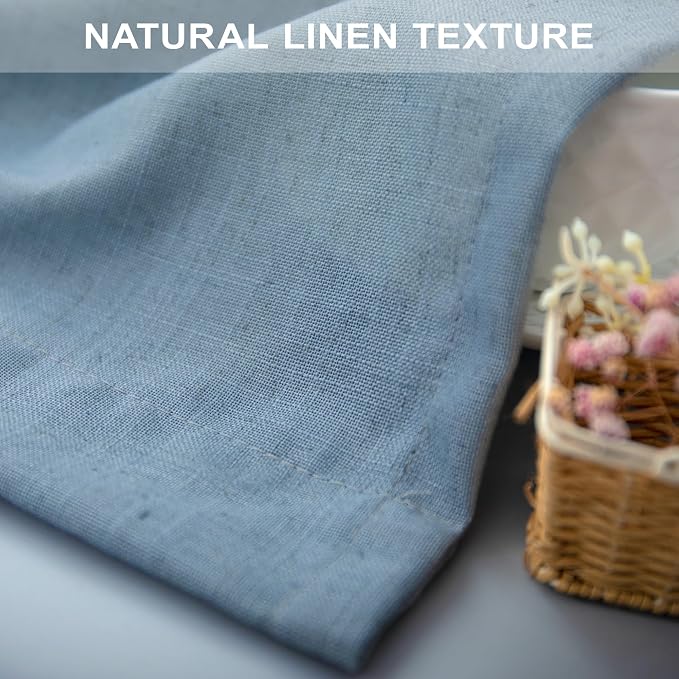 60 Inch Wide Blue Linen Curtains - Image 7