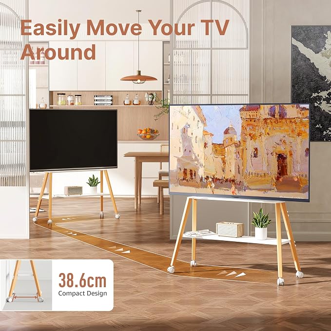 Rolling Easel TV Stand for 49–75 Inch TVs, Mobile TV Cart - Image 4