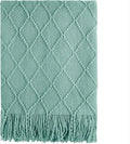 BOURINA Dark Cyan Throw Blanket 50x60 Inches Throw Textured Solid Soft Sofa by BOURINA