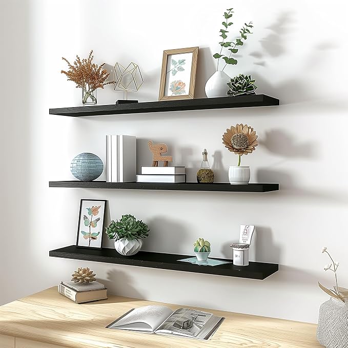 YYWUOJJ Wood Floating Shelves for Wall Decor, Rustic Wall Shelves for Bedroom - Image 7