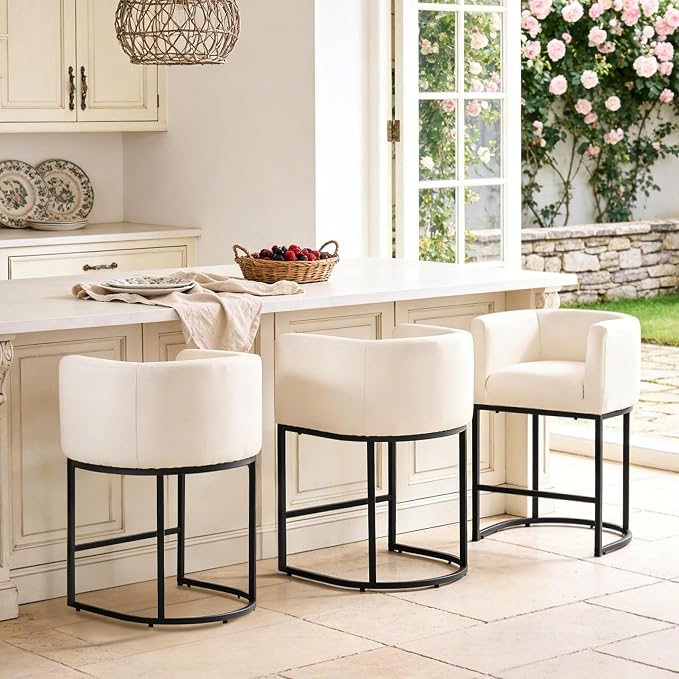 ClinQ 26" H Counter Height Bar Stools Set of 1, Modern Barrel Counter Stools - Image 6