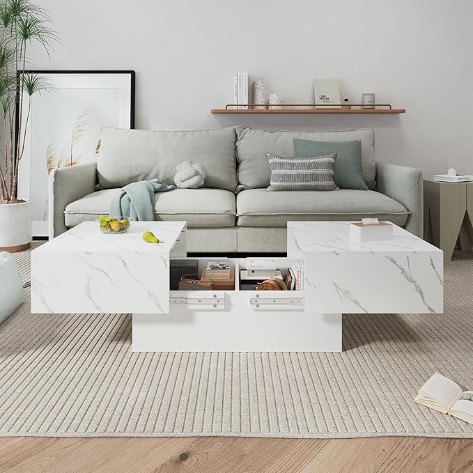HedoAjim White Marble Coffee Table by HedoAjim