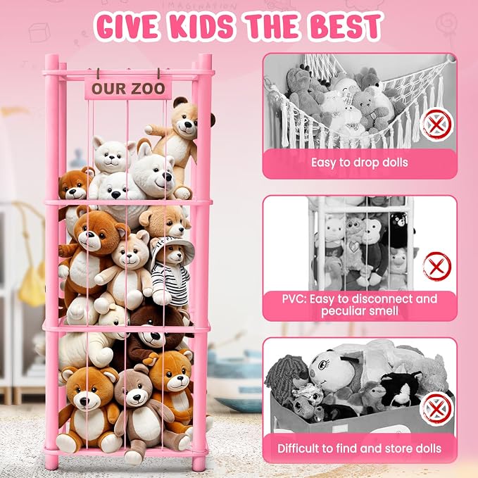 Woodure Stuffed Animal Storage & Organizer, Wooden Cute Zoo Toy Holder - Image 3