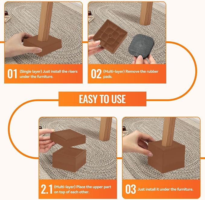 Furniture Risers, 4 Pack Bed Risers - Image 7