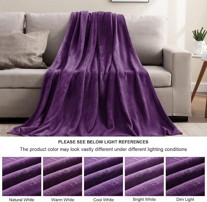 BEDELITE Fleece Blankets Queen Size Purple Throw Blankets - Image 4