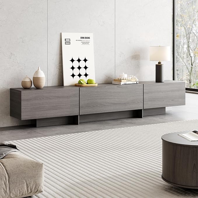 76.4'' Modern TV Stand for Living Room, Mid Century Modern TV Console, - Image 9