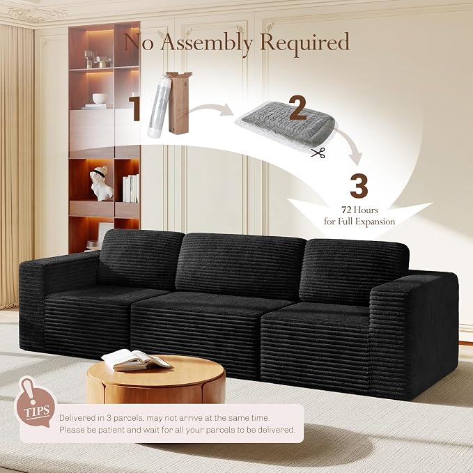 Vesgantti 119" Modular Sectional Sofa, Corduroy Cloud Couch - Image 8