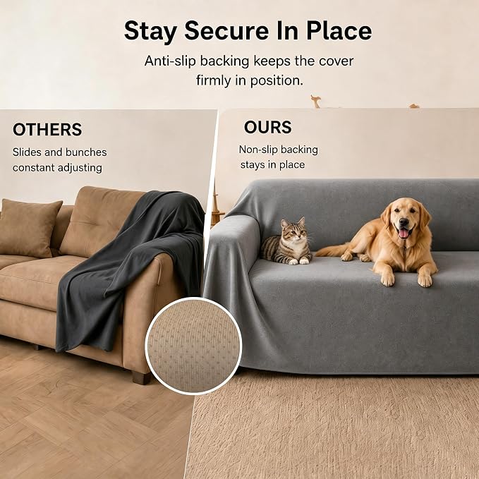 LOllON Velvet Couch Cover for Cats Dogs Kids - Image 6