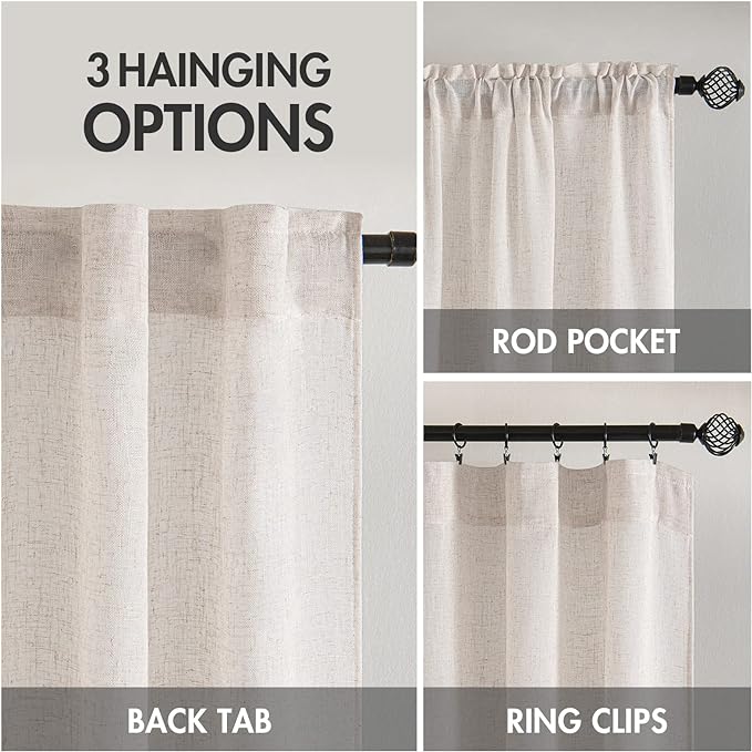 MIULEE White Linen Curtains 96 Inch Long - Image 3