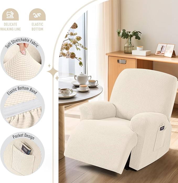 TAOCOCO Oversized Recliner Chair Covers, 1 Seater Streach Recliner Covers Soft - Image 3