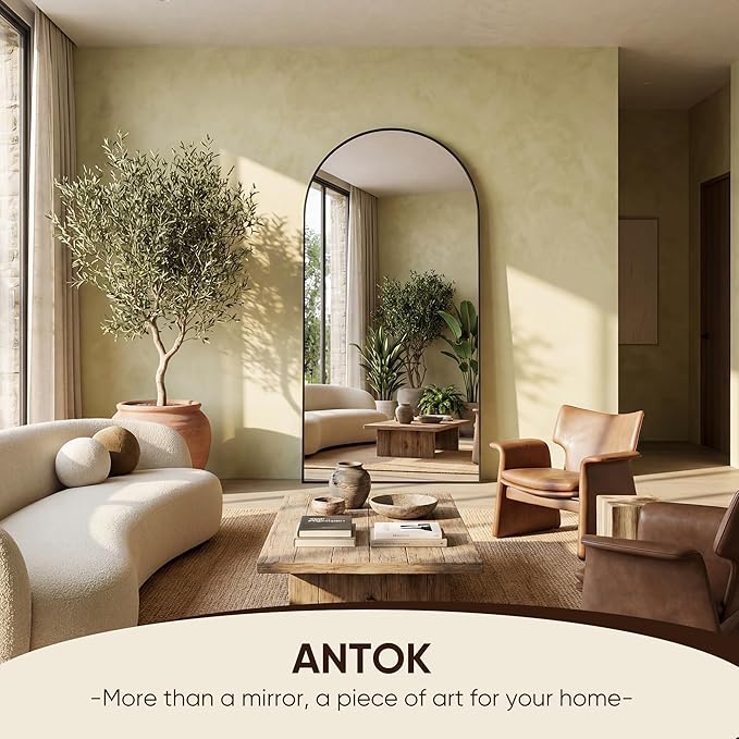 Antok 71" x32” Arched Full Length Floor Mirror, Free Standing/Wall Mount/Leaning - Image 4