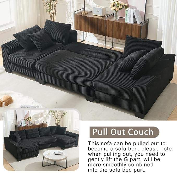 114" Sectional Couches with Pull Out Bed - Image 7