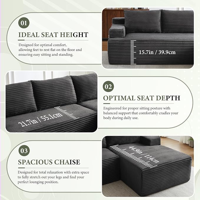 96" Sectional Couches for Living Room Cloud Couch Sofa - Image 6