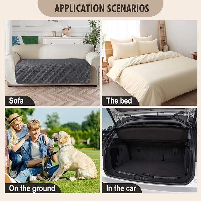 Genina Waterproof Couch Cover, Washable Anti-Slip 78inch Sofa Covers - Image 6