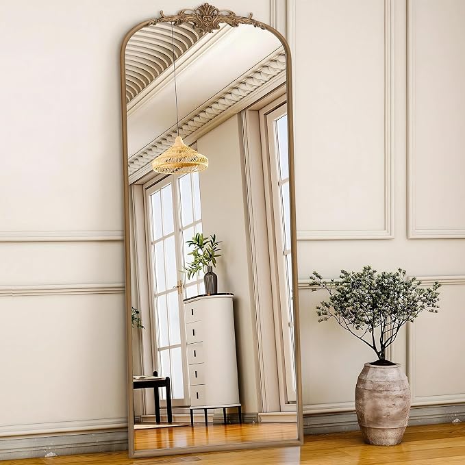 Besdomus Vintage Mirror Full Length: 21x56 French Gold Arched Full Body Mirror - Image 6