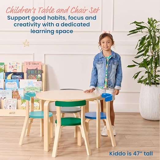 ECR4Kids Bentwood Table and Curved Back Chair Set, Kids Furniture, Contemporary - Image 3