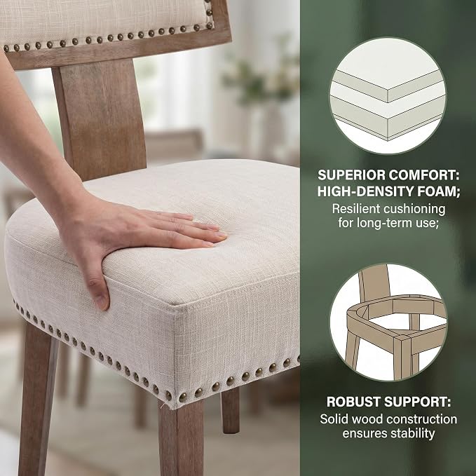 VESCASA Linen Upholstered Dining Chairs - Image 4