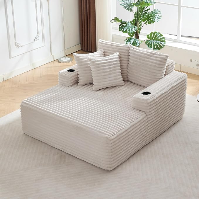 GarveeHome 64in Oversized Corduroy Fabric Bone-Free Sofa Bed Cloud Sofa - Image 9