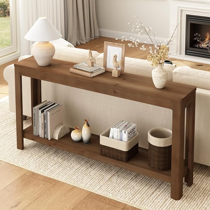 Solid Wood Console Table 63", Farmhouse Sofa Table - Image 5