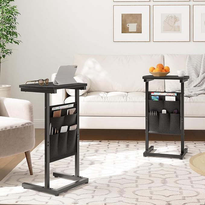 HOOBRO C Shaped End Table, 28.3" Side Table - Image 2