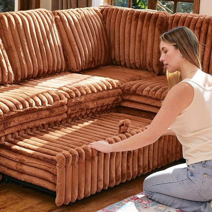 Belffin Corduroy Sleeper Sofa - Image 4