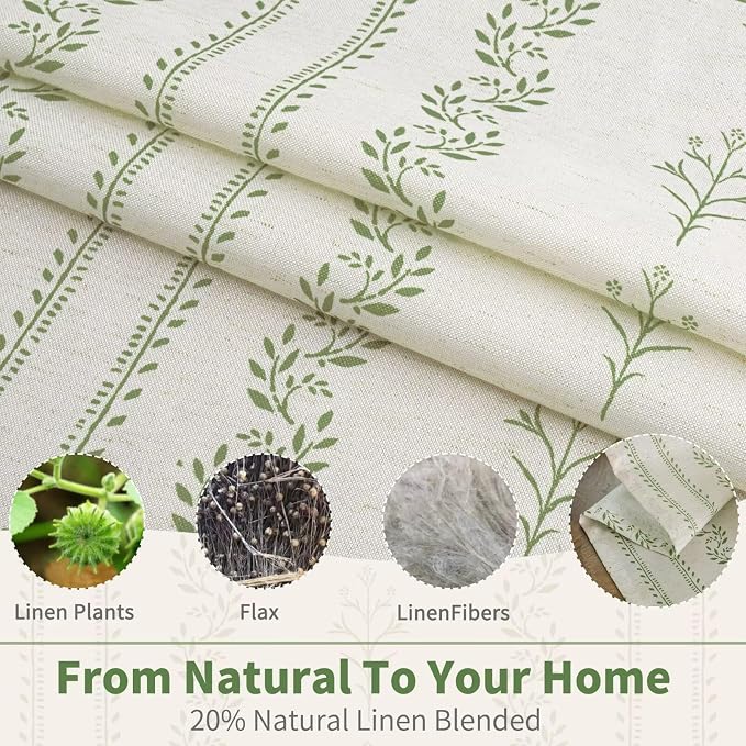 BGment Green Curtains Spring Leaf Floral Print Cottage Core Botanical Curtains - Image 3
