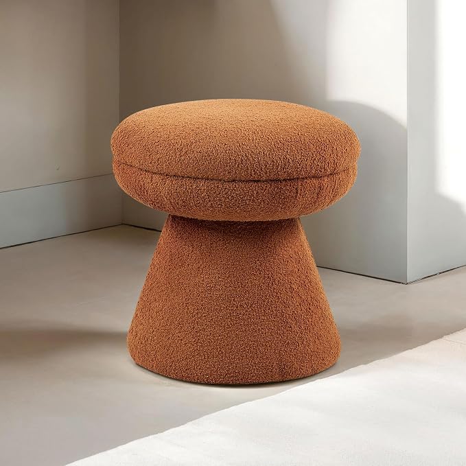 Furniture of America Rami Modern 18-inch Mushroom-Shape Upholstered Ottoman - Image 2